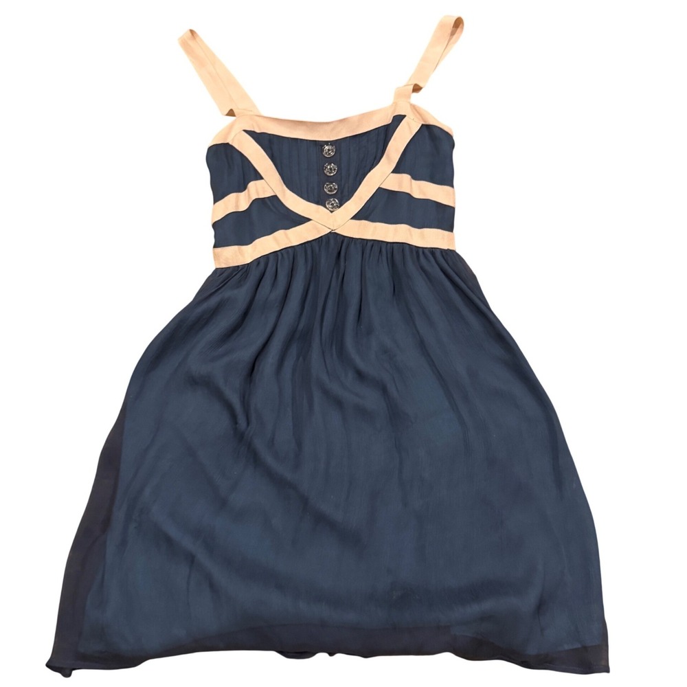 Vintage Anthropologie Silk Dress Teal Nautical Ocean Fairy Whimsical Coquette 6